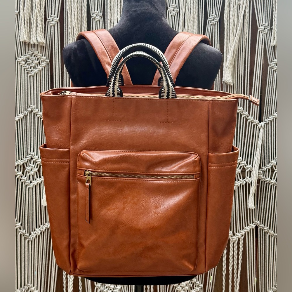Universal Thread Tan Leather Laptop Backpack Tote